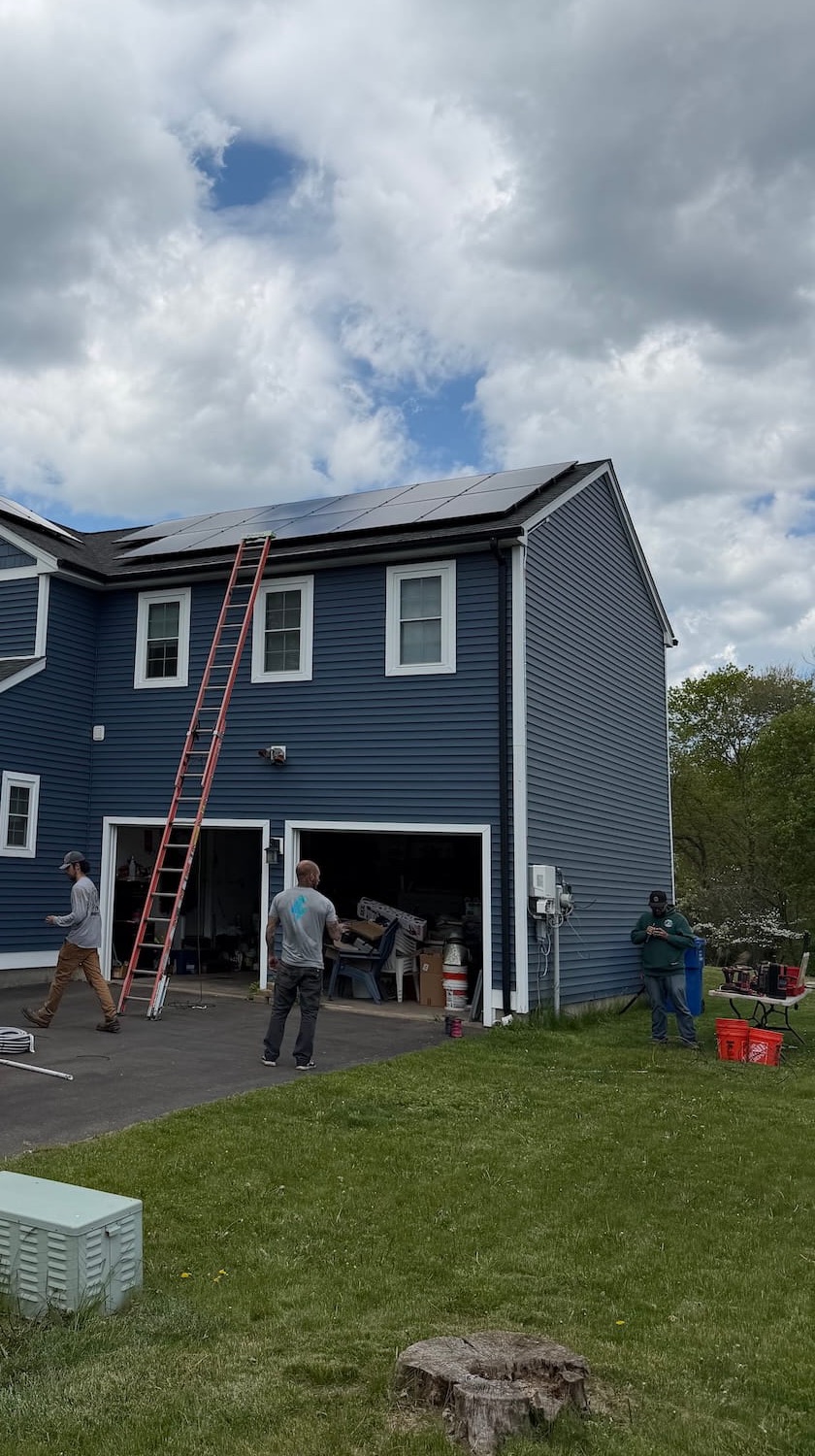 Install crew working on a Connecticut roof